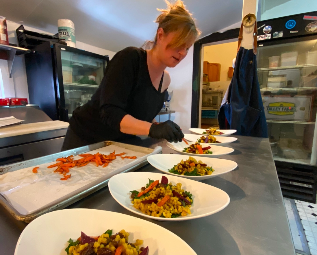 Kitchen with chefs and meal