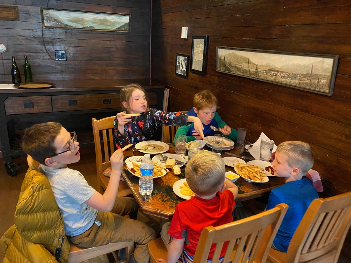 Kids enjoying meal