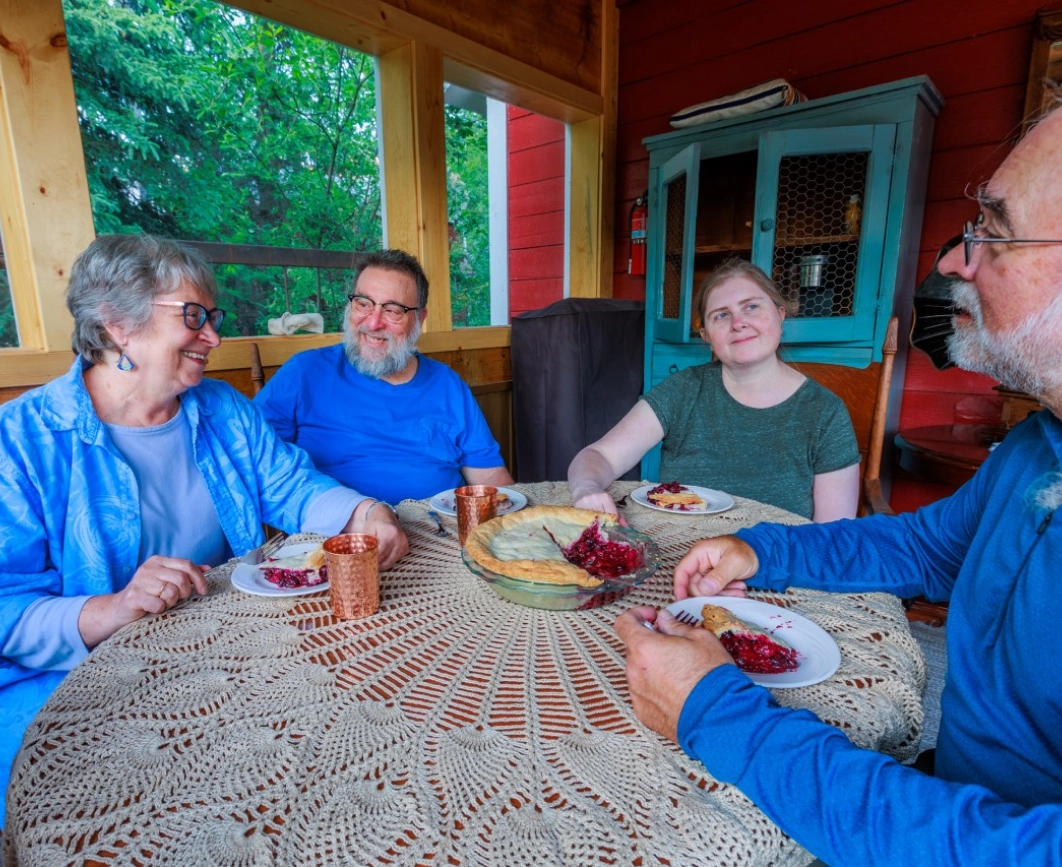 People having fun while taking meal